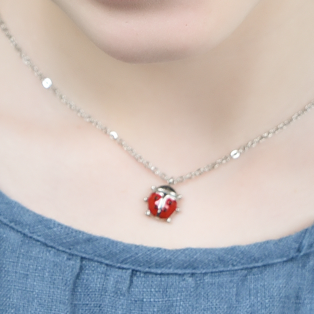 GIRL STEEL NECKLACE WITH LADYBUG