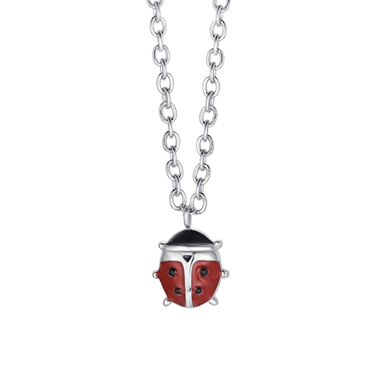 GIRL STEEL NECKLACE WITH LADYBUG