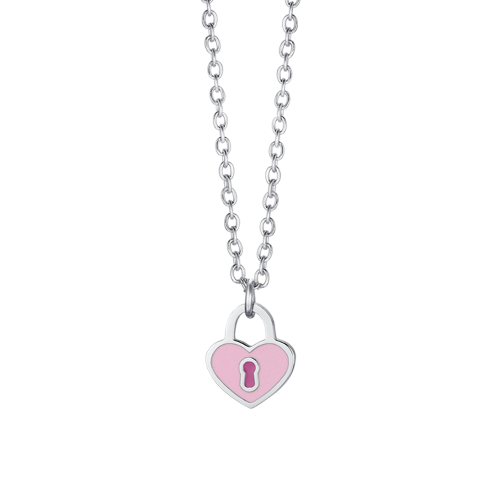 STEEL GIRL NECKLACE WITH HEART PADLOCK