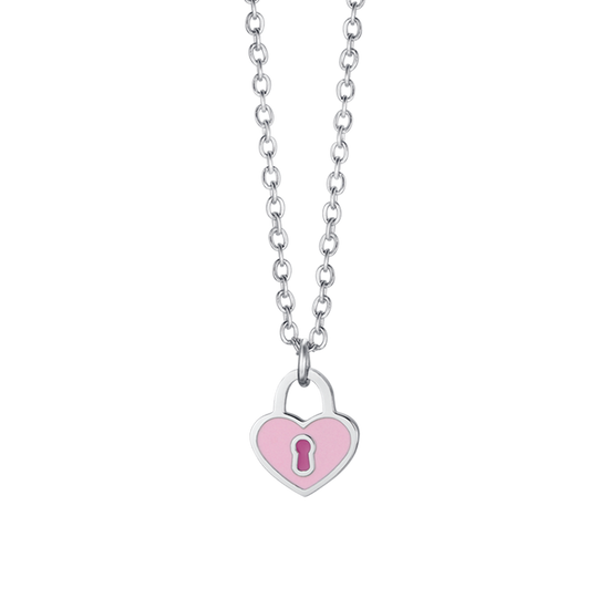 STEEL GIRL NECKLACE WITH HEART PADLOCK