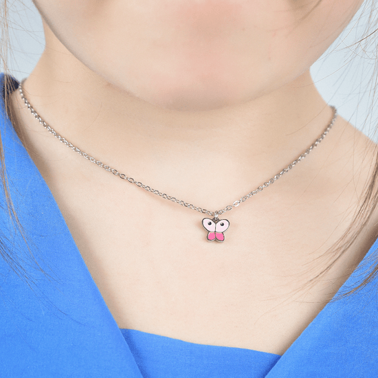 STEEL GIRL NECKLACE WITH BUTTERFLY