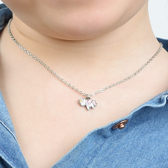 STEEL GIRL NECKLACE WITH UNICORN