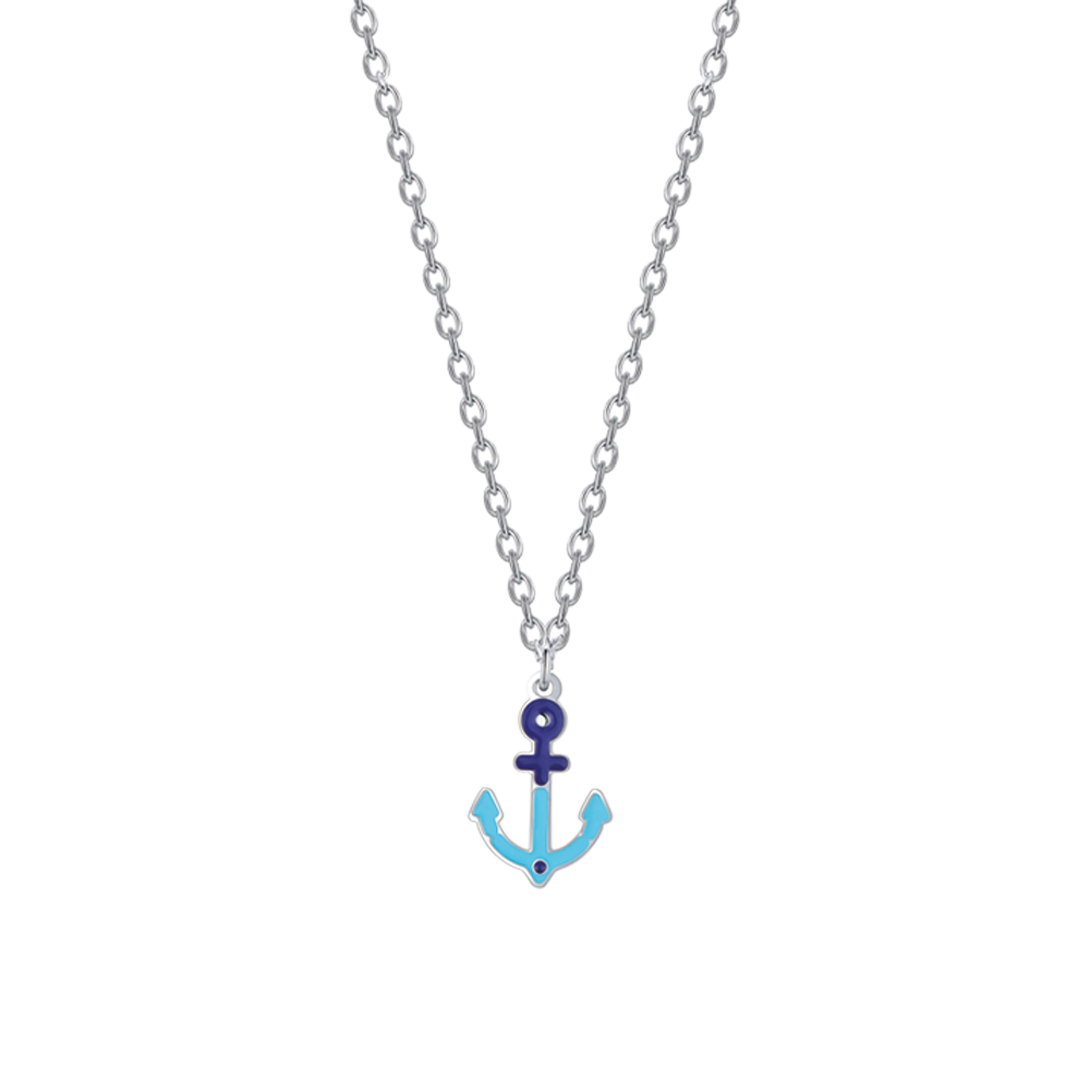 CHILD'S NECKLACE IN STEEL WITH BLUE ANCHOR Luca Barra