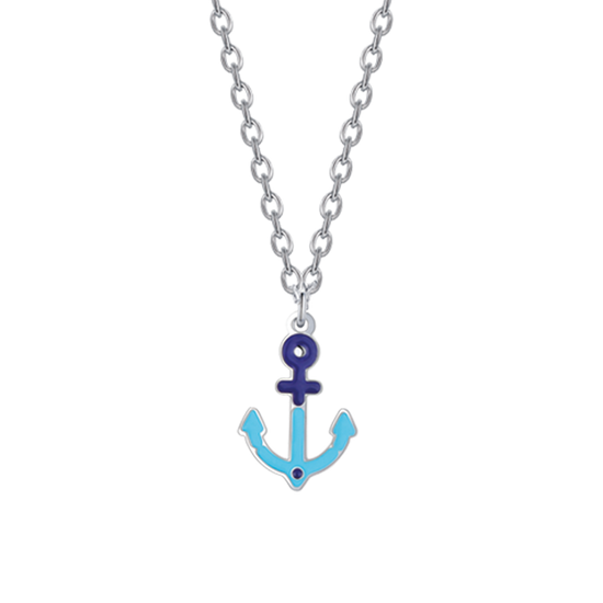 STEEL BABY NECKLACE WITH BLUE ANCHOR