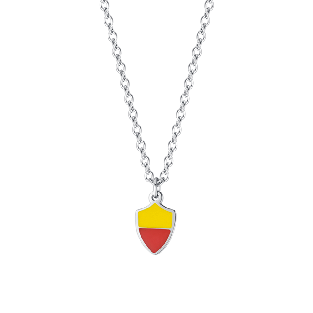 STEEL CHILD NECKLACE WITH YELLOW AND RED ENAMEL