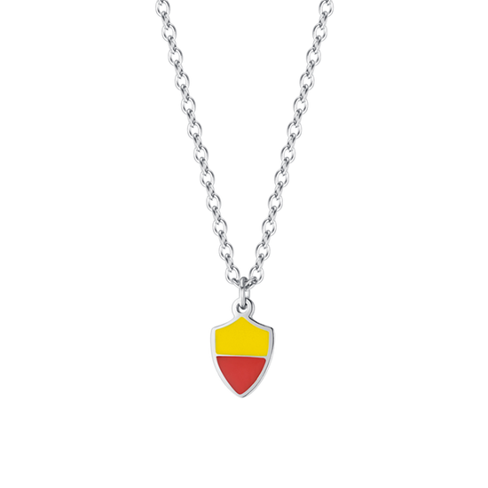 STEEL CHILD NECKLACE WITH YELLOW AND RED ENAMEL