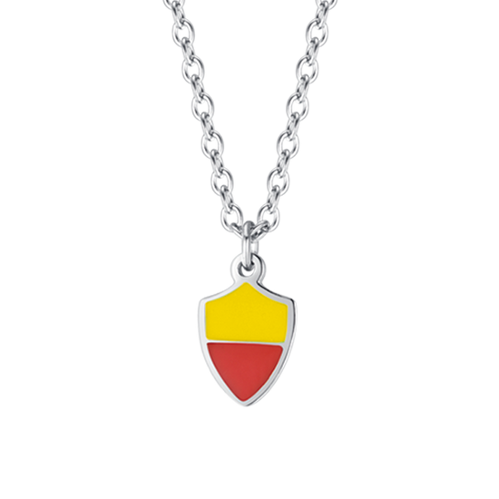 STEEL CHILD NECKLACE WITH YELLOW AND RED ENAMEL