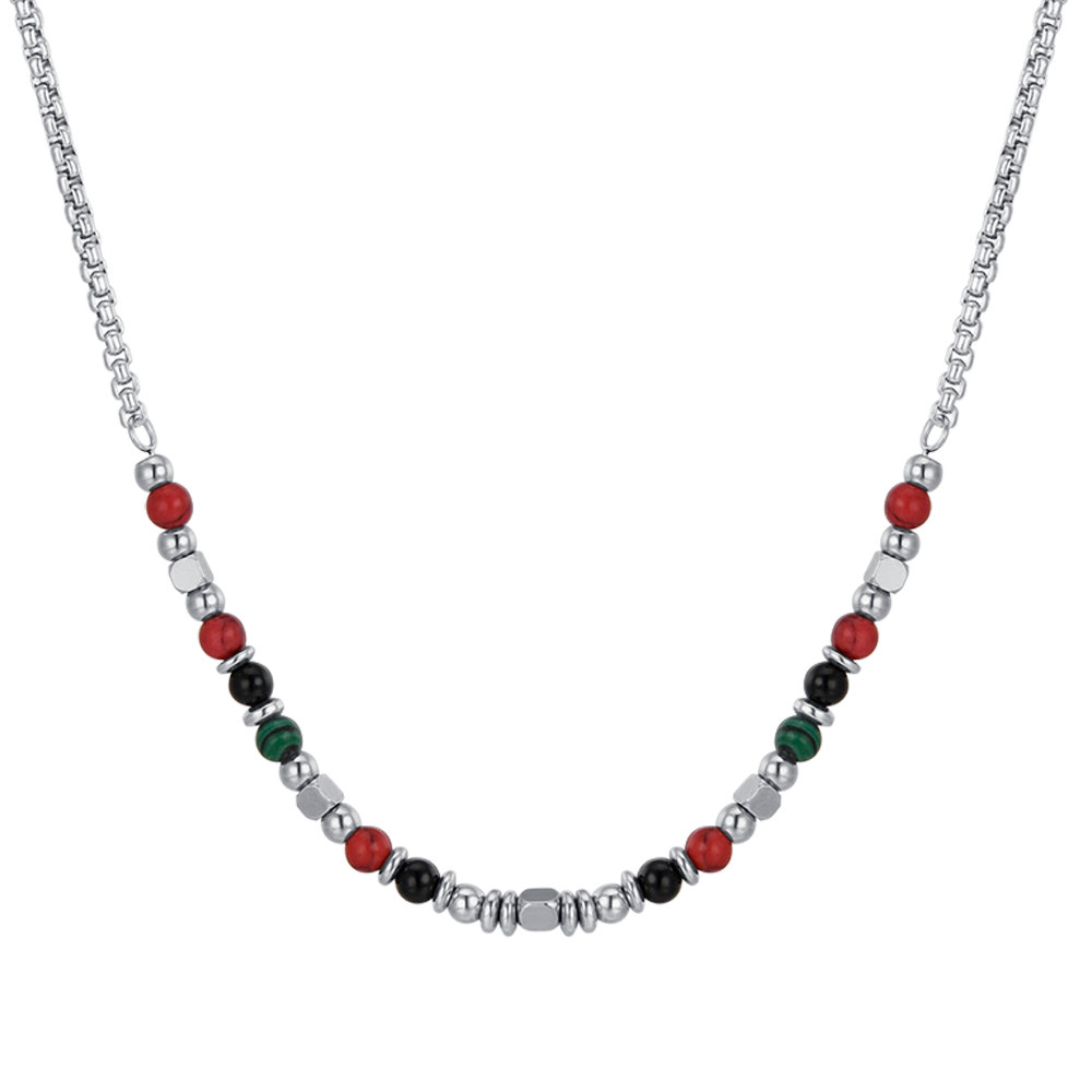 STEEL BABY NECKLACE WITH MULTICOLOR STONES