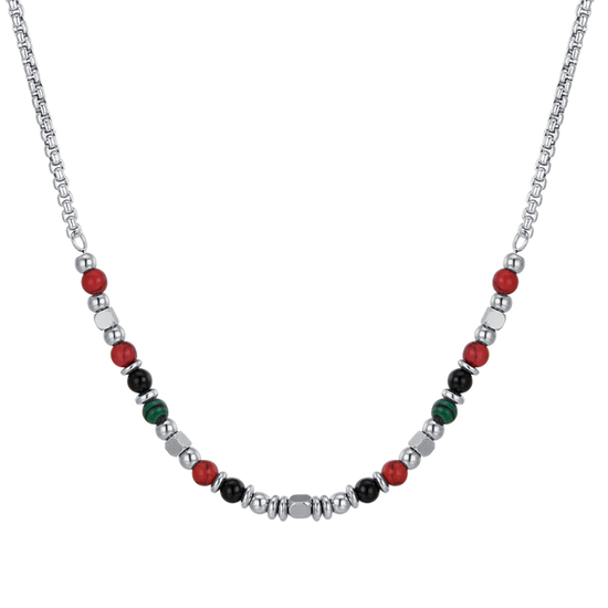 STEEL BABY NECKLACE WITH MULTICOLOR STONES