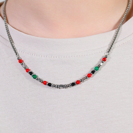 CHILD'S NECKLACE IN STEEL WITH MULTICOLOR STONES Luca Barra