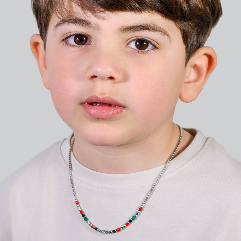 STEEL BABY NECKLACE WITH MULTICOLOR STONES