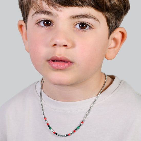 STEEL BABY NECKLACE WITH MULTICOLOR STONES