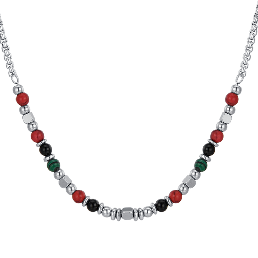 STEEL BABY NECKLACE WITH MULTICOLOR STONES