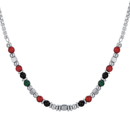 STEEL BABY NECKLACE WITH MULTICOLOR STONES