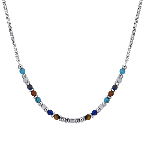 STEEL BABY NECKLACE WITH MULTICOLOR STONES