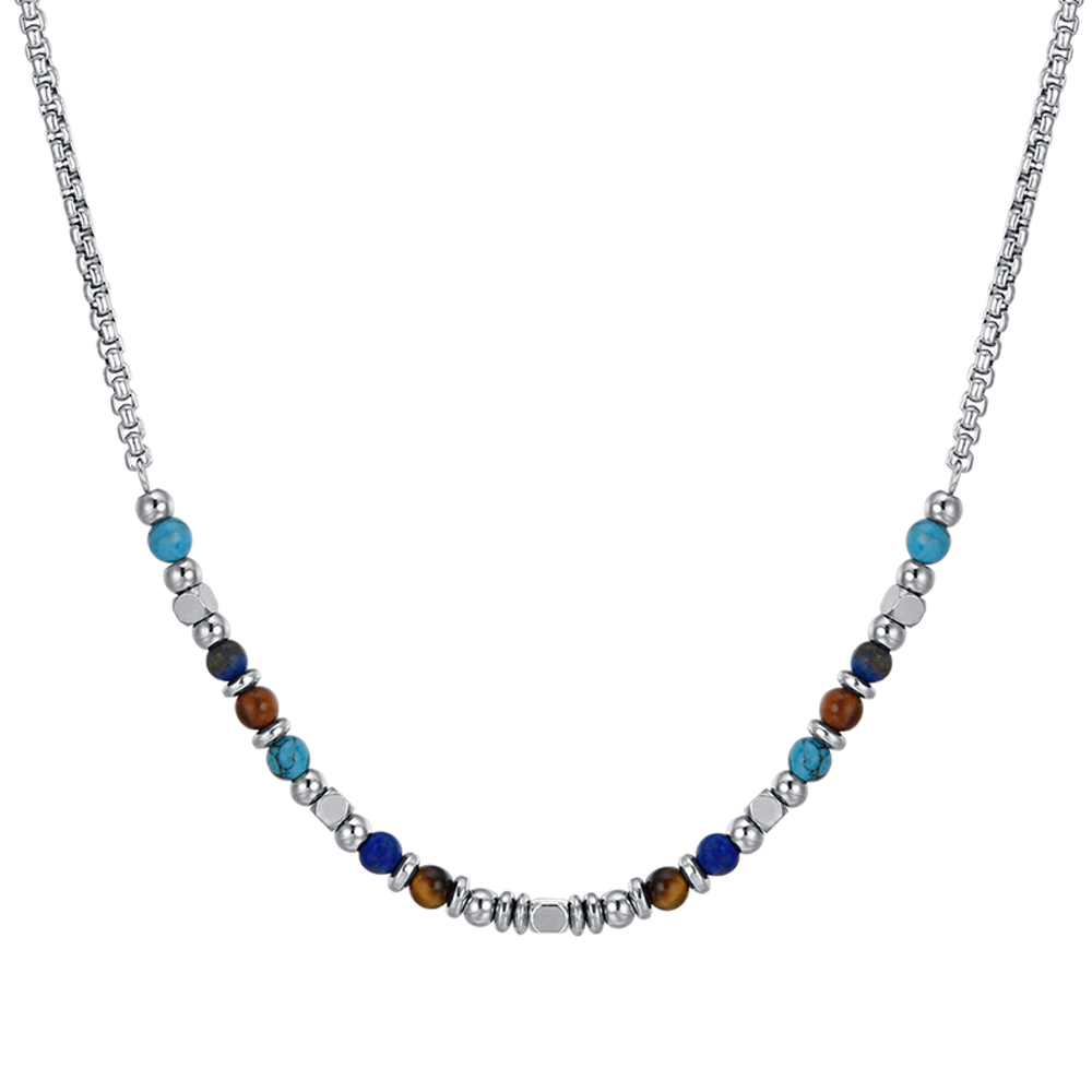CHILD'S NECKLACE IN STEEL WITH MULTICOLOR STONES Luca Barra