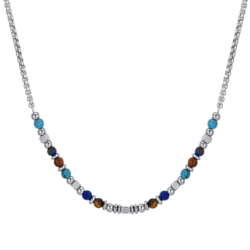 STEEL BABY NECKLACE WITH MULTICOLOR STONES