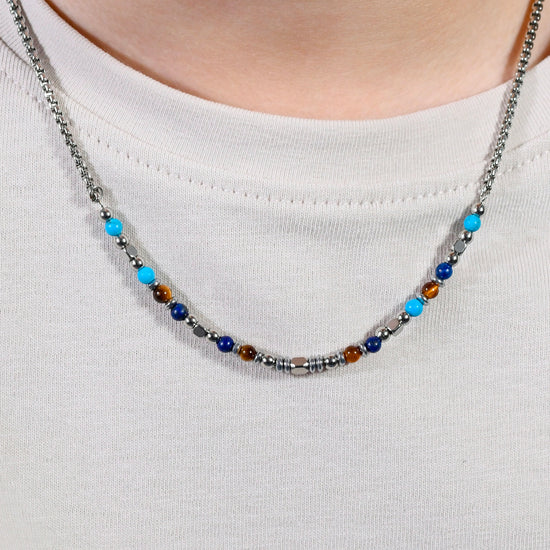 STEEL BABY NECKLACE WITH MULTICOLOR STONES