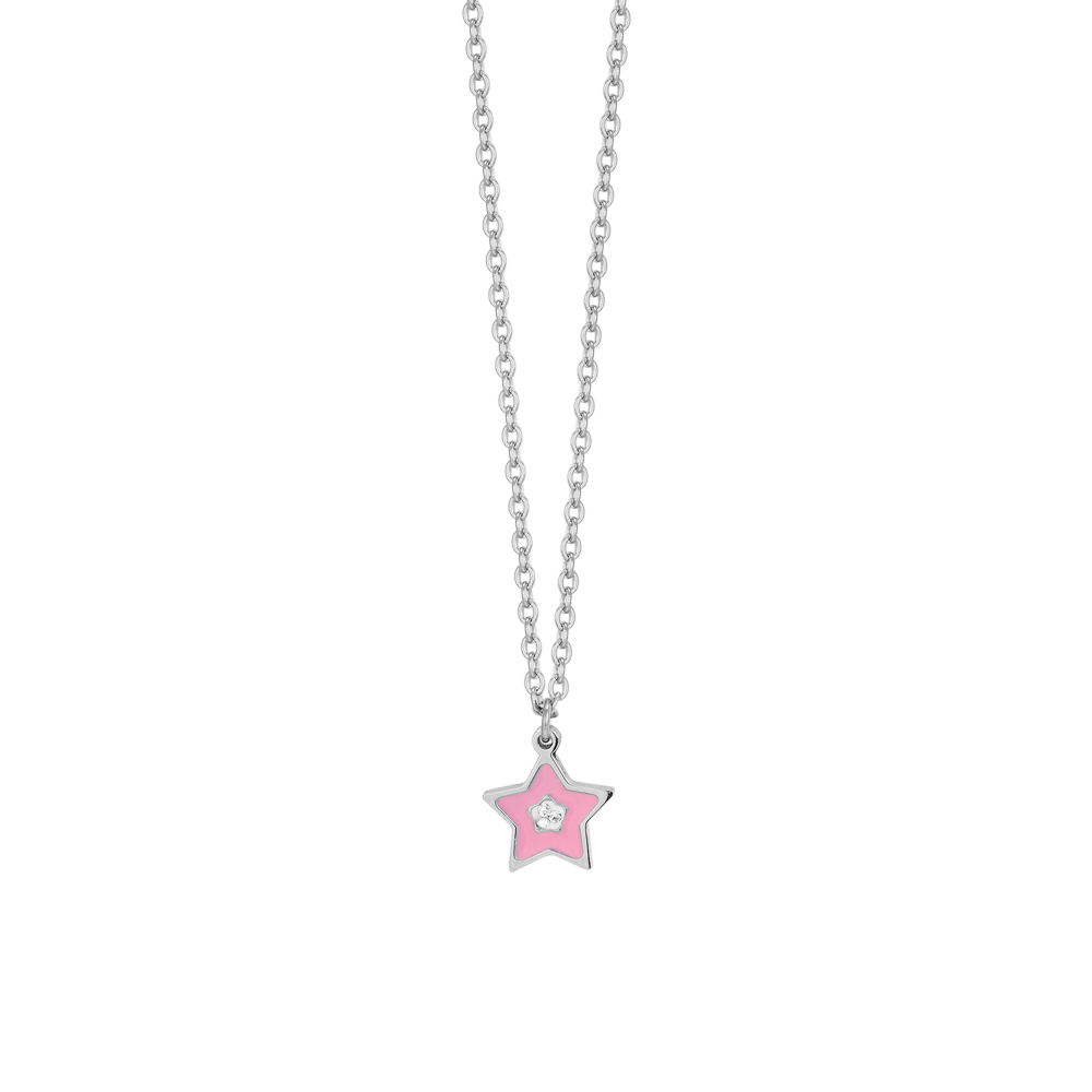 PINK ENAMEL STEEL GIRL NECKLACE