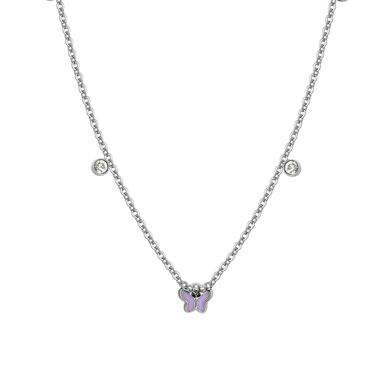 PURPLE ENAMEL STEEL GIRL NECKLACE