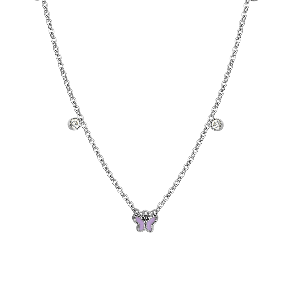 PURPLE ENAMEL STEEL GIRL NECKLACE