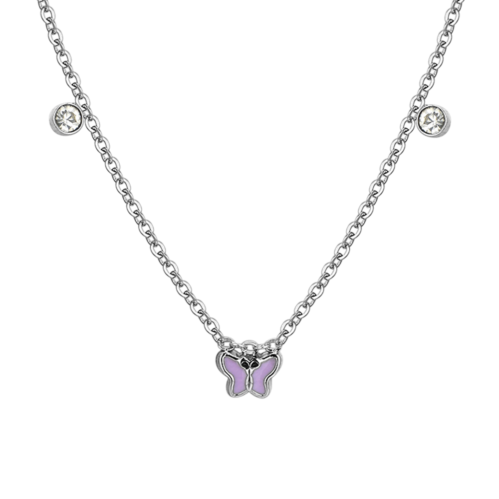 PURPLE ENAMEL STEEL GIRL NECKLACE