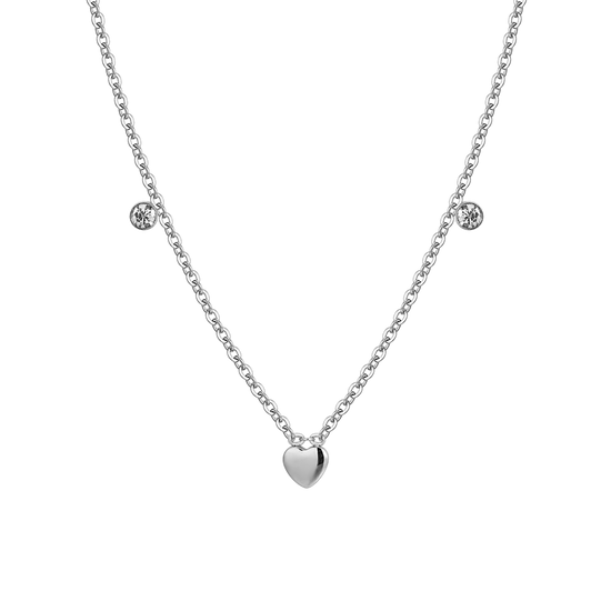 HEARTS AND CRYSTALS STEEL GIRL NECKLACE