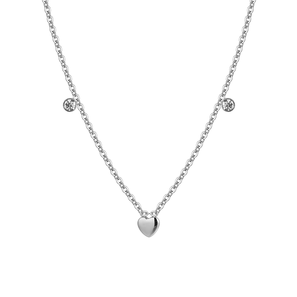 HEARTS AND CRYSTALS STEEL GIRL NECKLACE