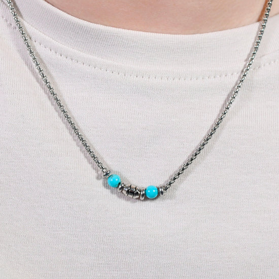 TURQUOISE STONES STEEL BABY NECKLACE