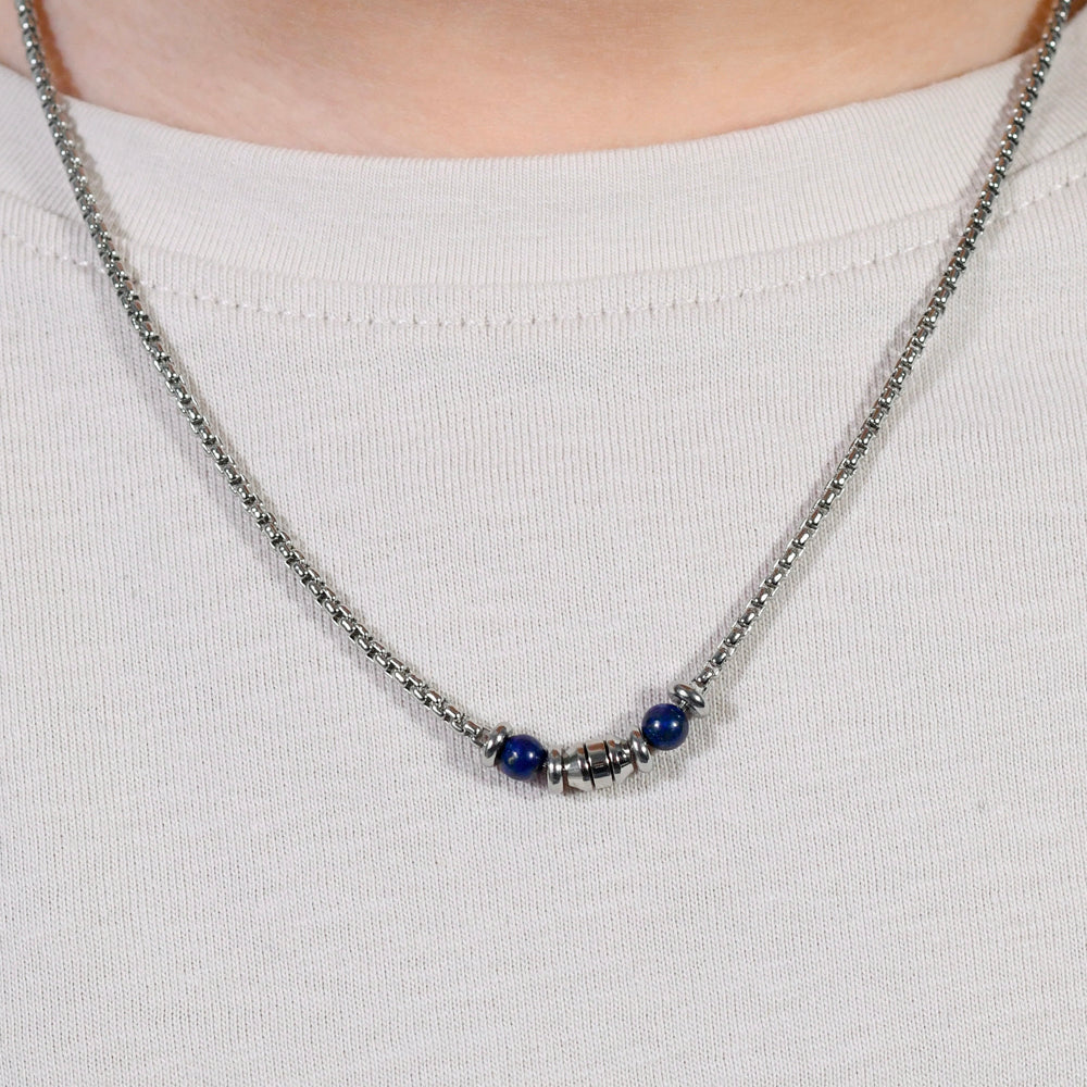 CHILD'S NECKLACE IN STEEL BLUE STONES Luca Barra