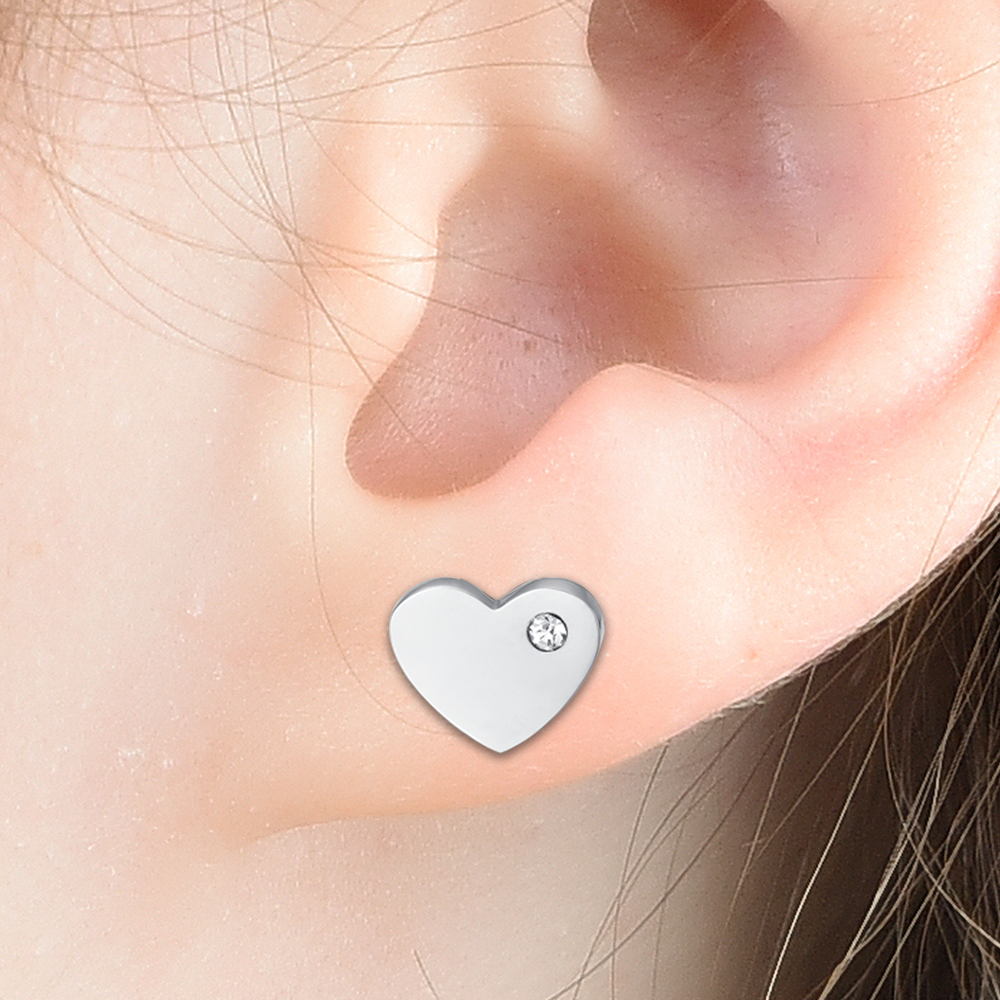 LITTLE GIRL STEEL EARRINGS WITH HEART