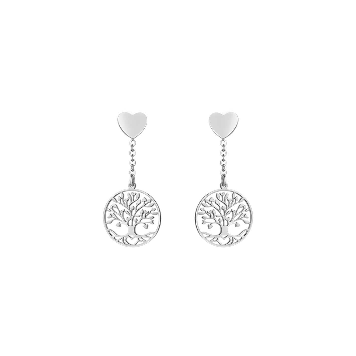 WOMAN'S EARRINGS IN STEEL WITH TREE OF LIFE Luca Barra