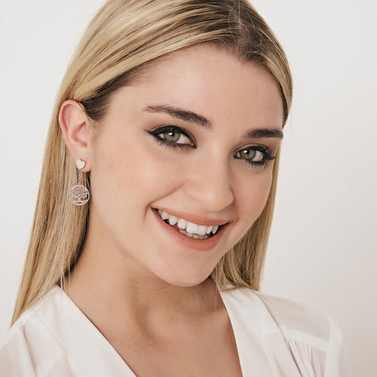 WOMEN'S STEEL EARRINGS WITH TREE OF LIFE