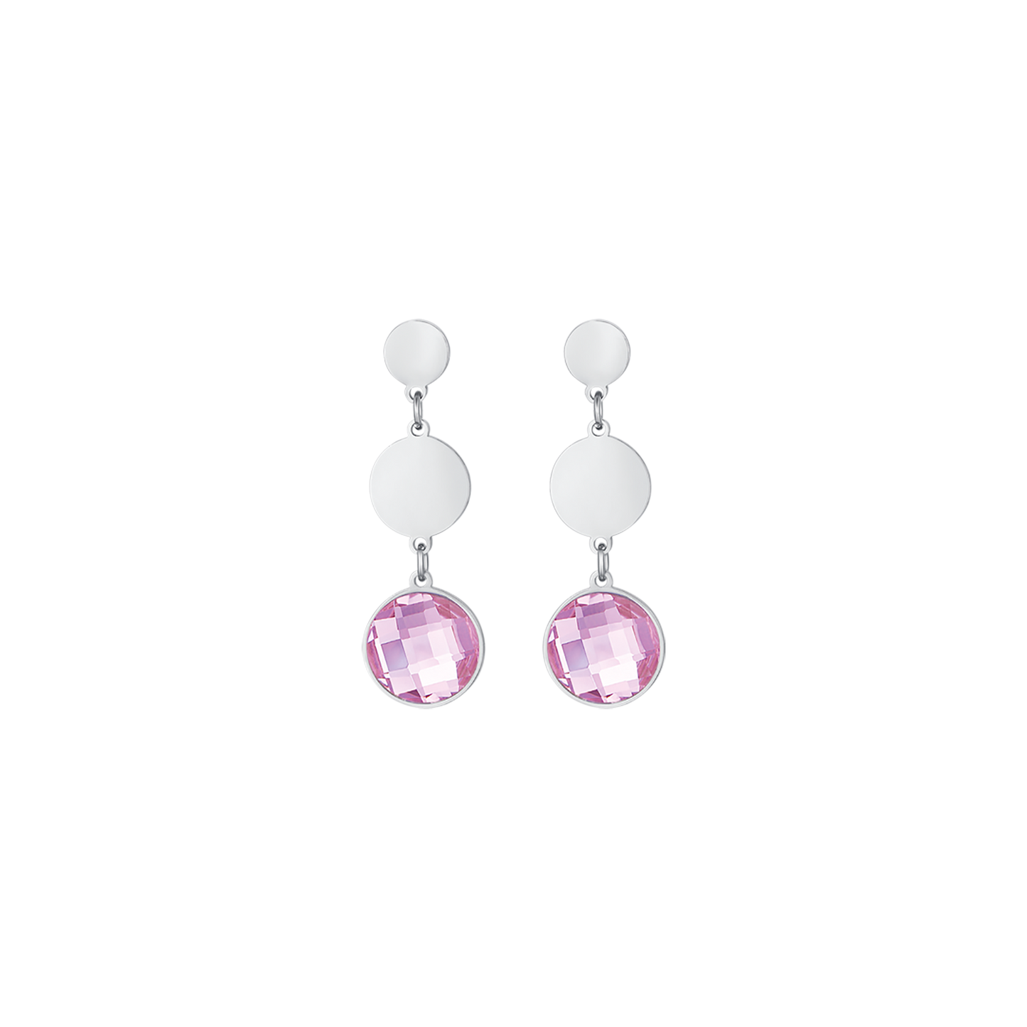 STEEL EARRINGS WITH PINK STONES Luca Barra