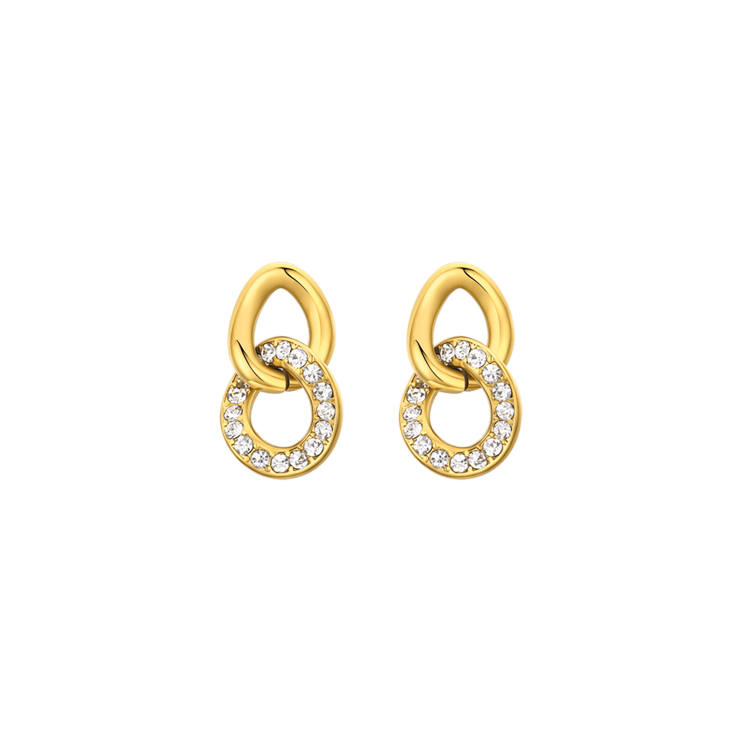 WOMEN'S IP GOLD STEEL EARRINGS WITH CRYSTALS