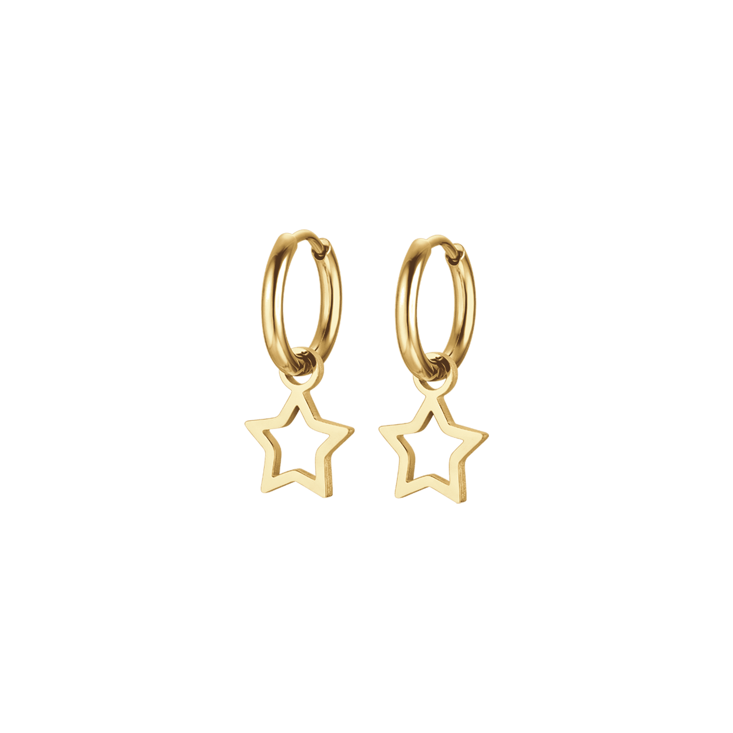 WOMAN'S RIM IN IP GOLD STEEL EARRINGS WITH STAR Luca Barra