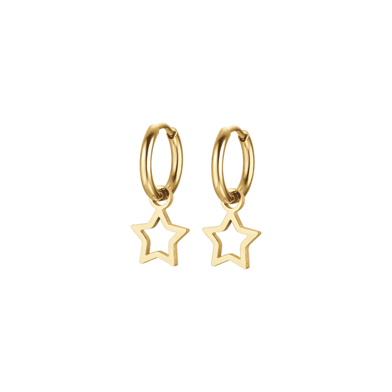 WOMAN'S RIM IN IP GOLD STEEL EARRINGS WITH STAR Luca Barra