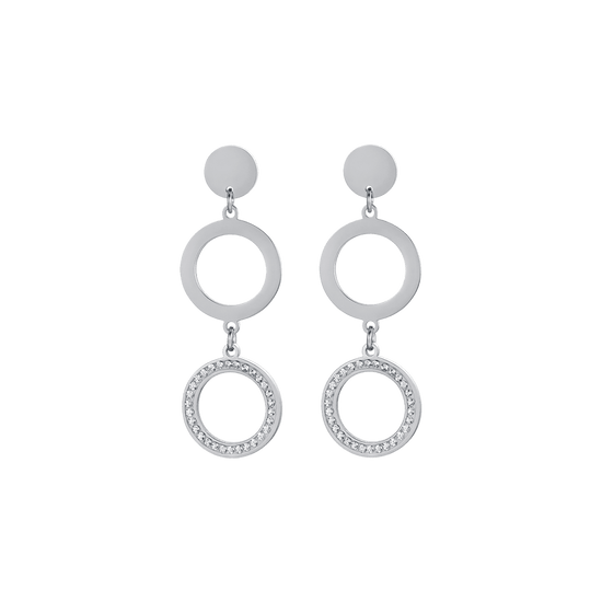 WOMAN'S EARRINGS IN STAINLESS STEEL IP GOLD DENDING WITH WHITE CRYSTALS Luca Barra