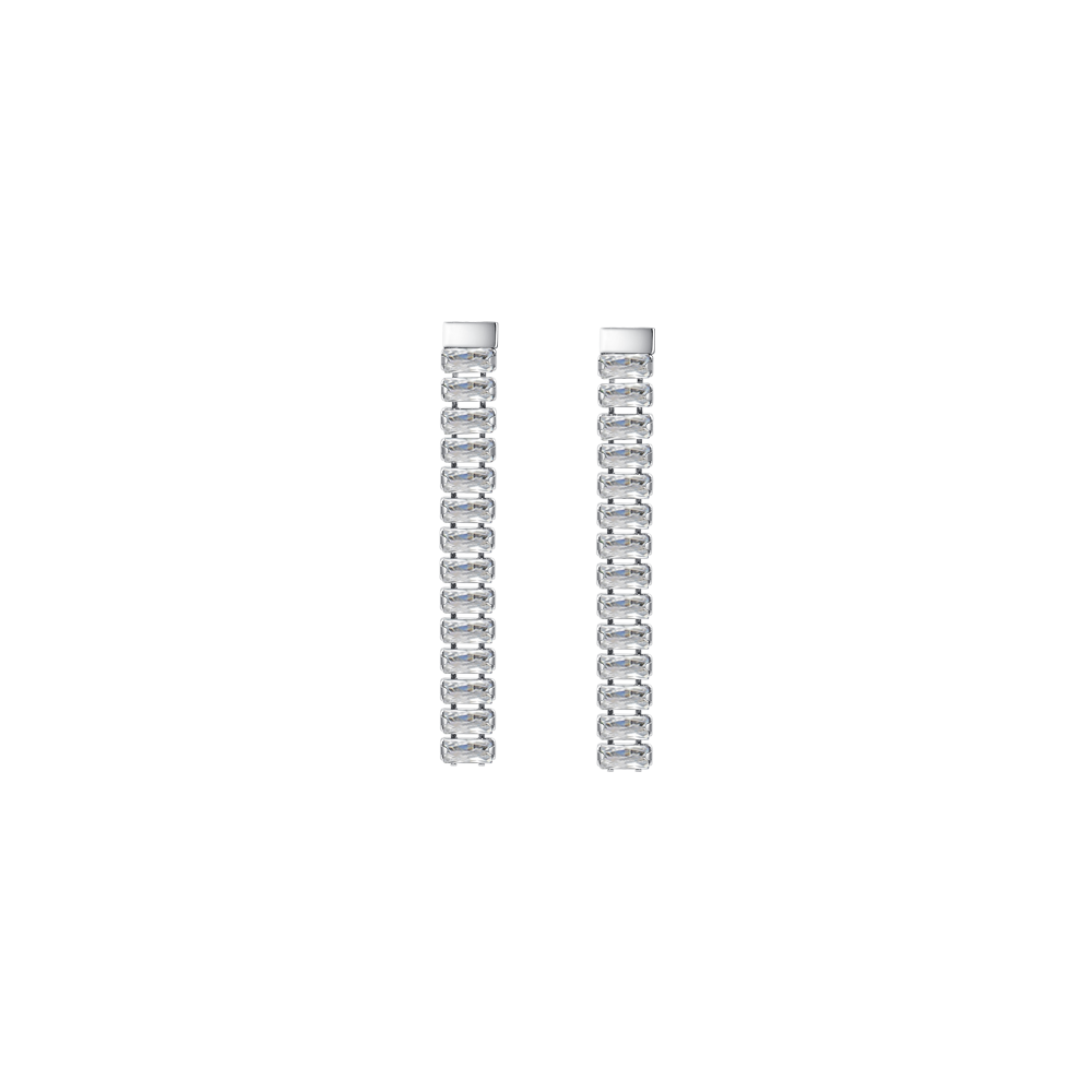 WOMEN'S STEEL EARRINGS WHITE CUBIC ZIRCONIA