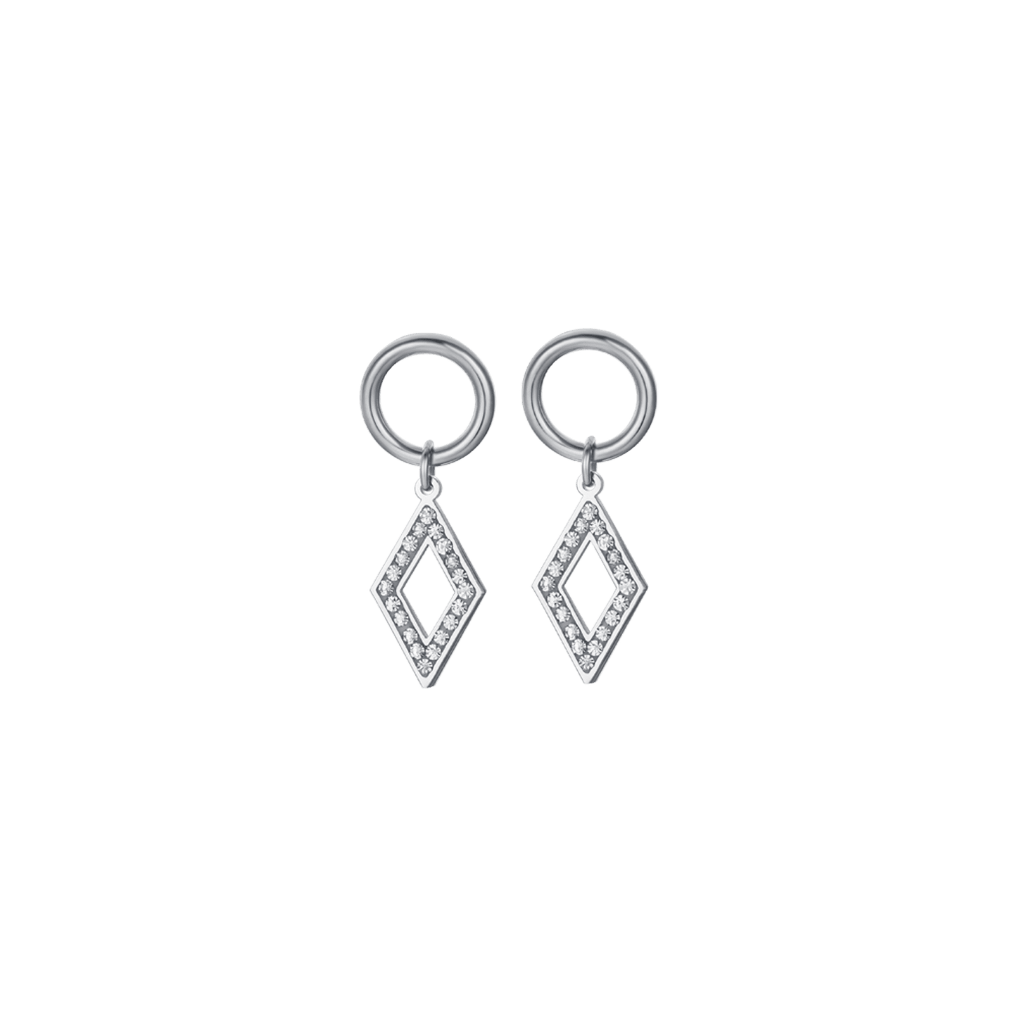 WOMEN'S STEEL EARRINGS WITH WHITE CRYSTALS