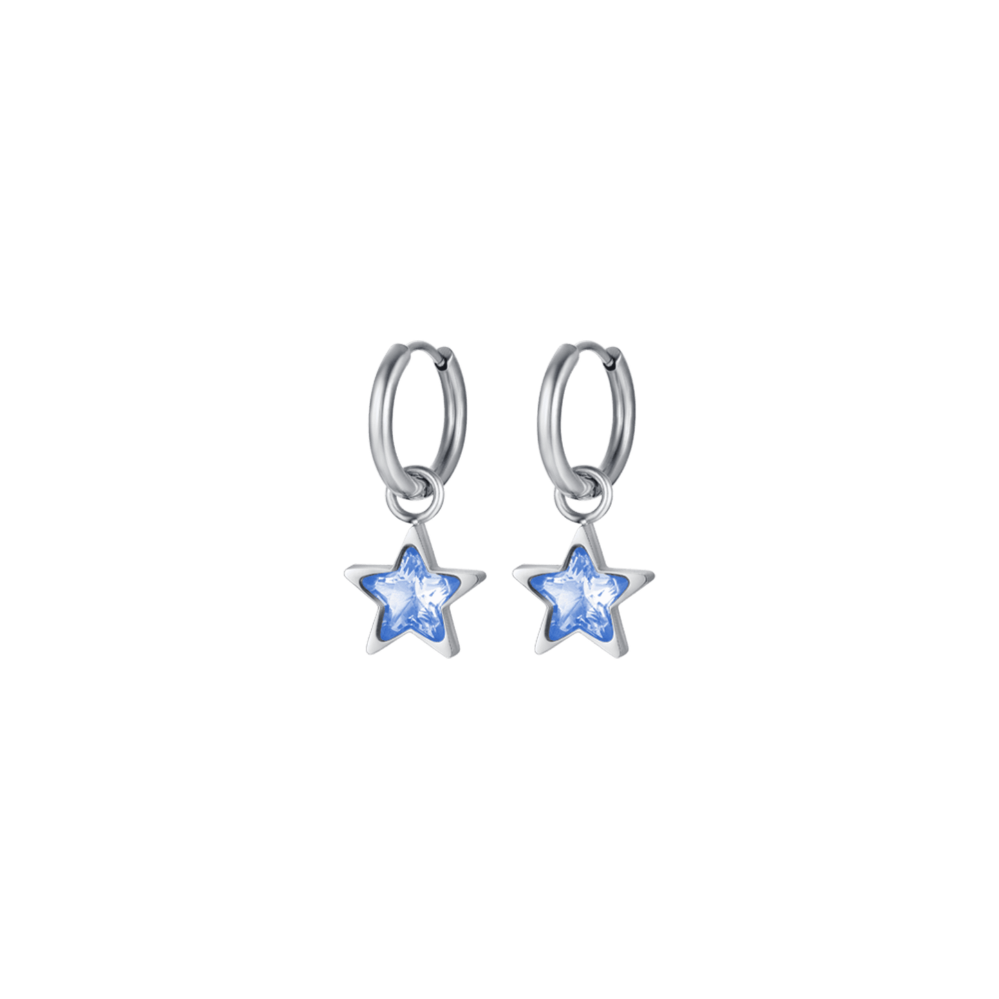 WOMEN'S STEEL EARRINGS WITH BLUE STARLIGHT DOTS