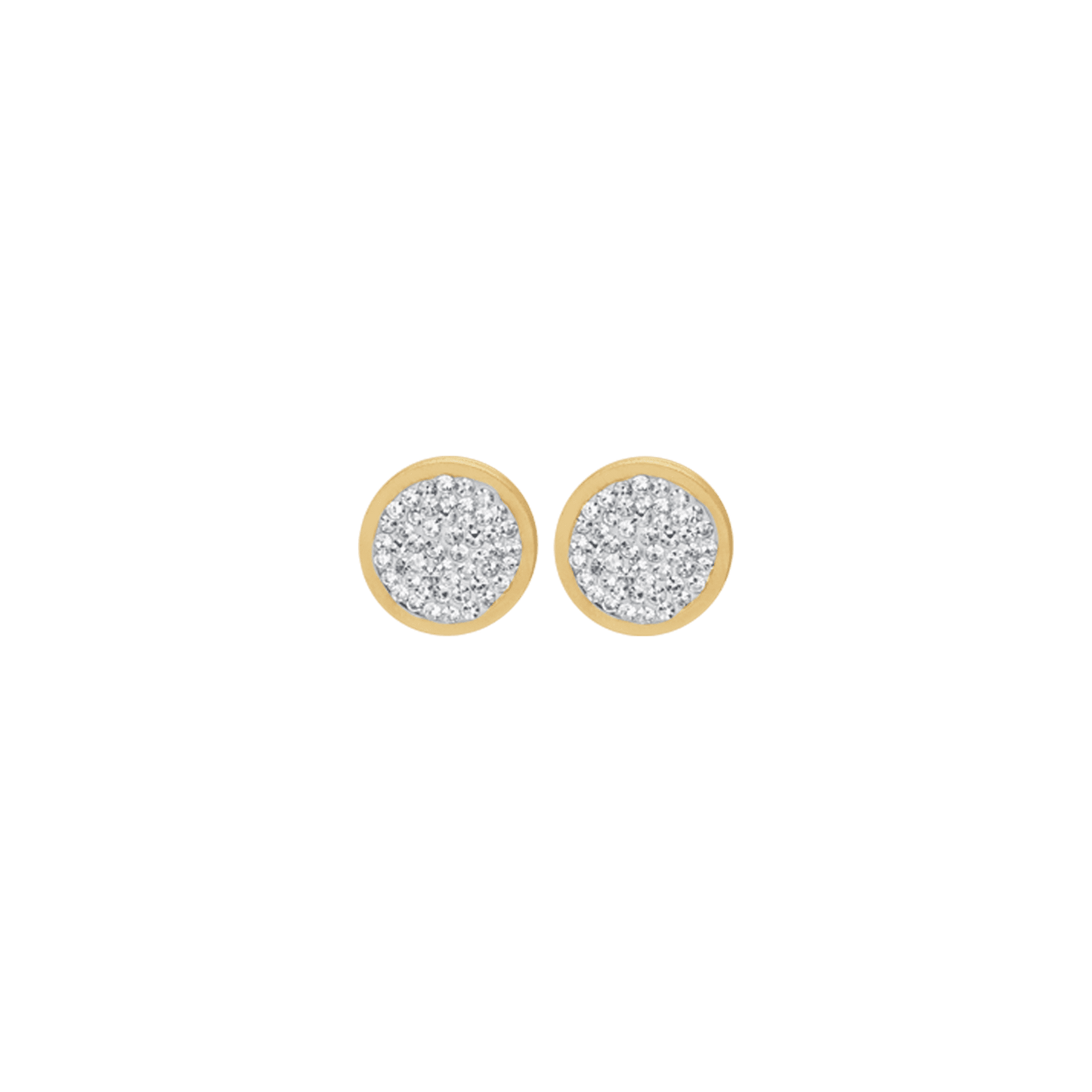 IP GOLD STEEL WOMEN'S EARRINGS WITH WHITE CRYSTALS