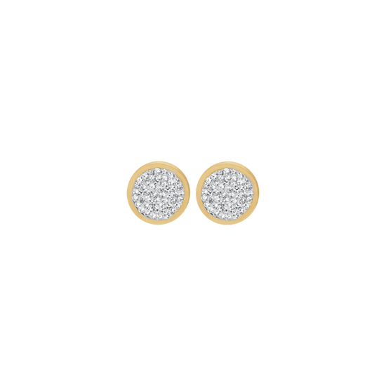 IP GOLD STEEL WOMEN'S EARRINGS WITH WHITE CRYSTALS