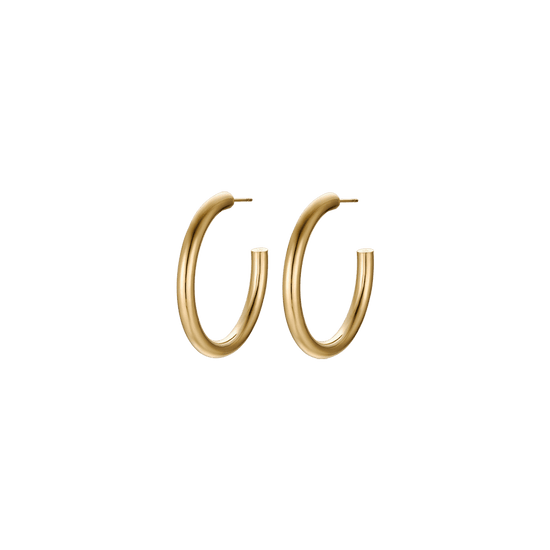 WOMEN'S IP GOLD STEEL HOOPS EARRINGS