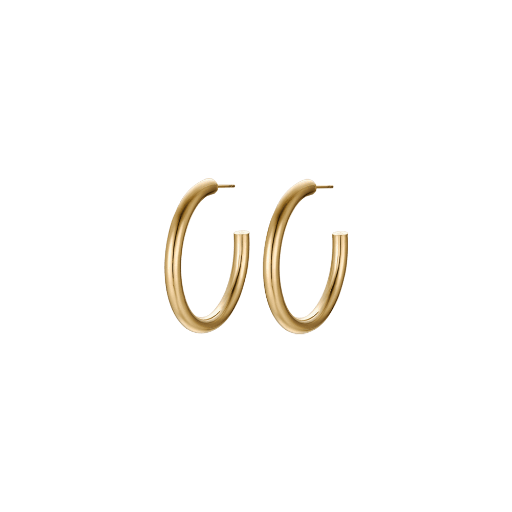 WOMEN'S IP GOLD STEEL HOOPS EARRINGS