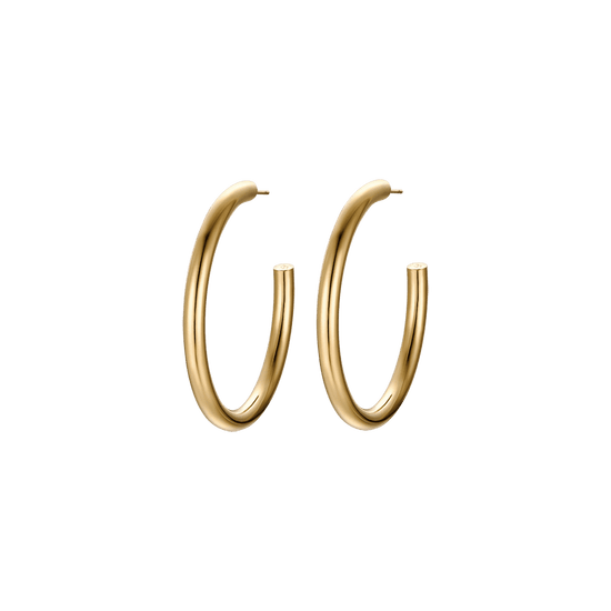 WOMEN'S IP GOLD STEEL HOOPS EARRINGS