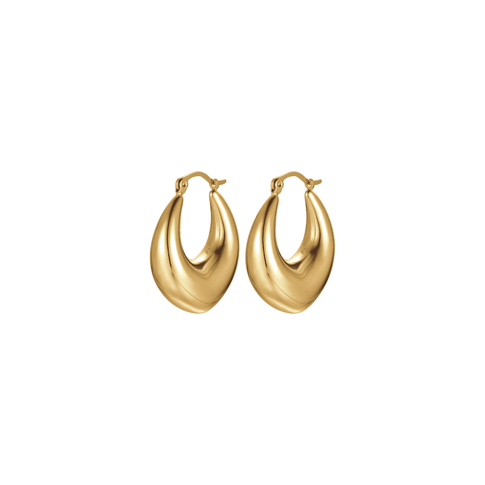 WOMEN'S IP GOLD STEEL HOOPS EARRINGS