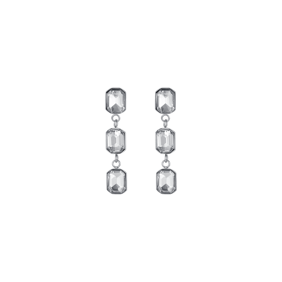 WOMEN'S STEEL EARRINGS WITH WHITE CRYSTALS