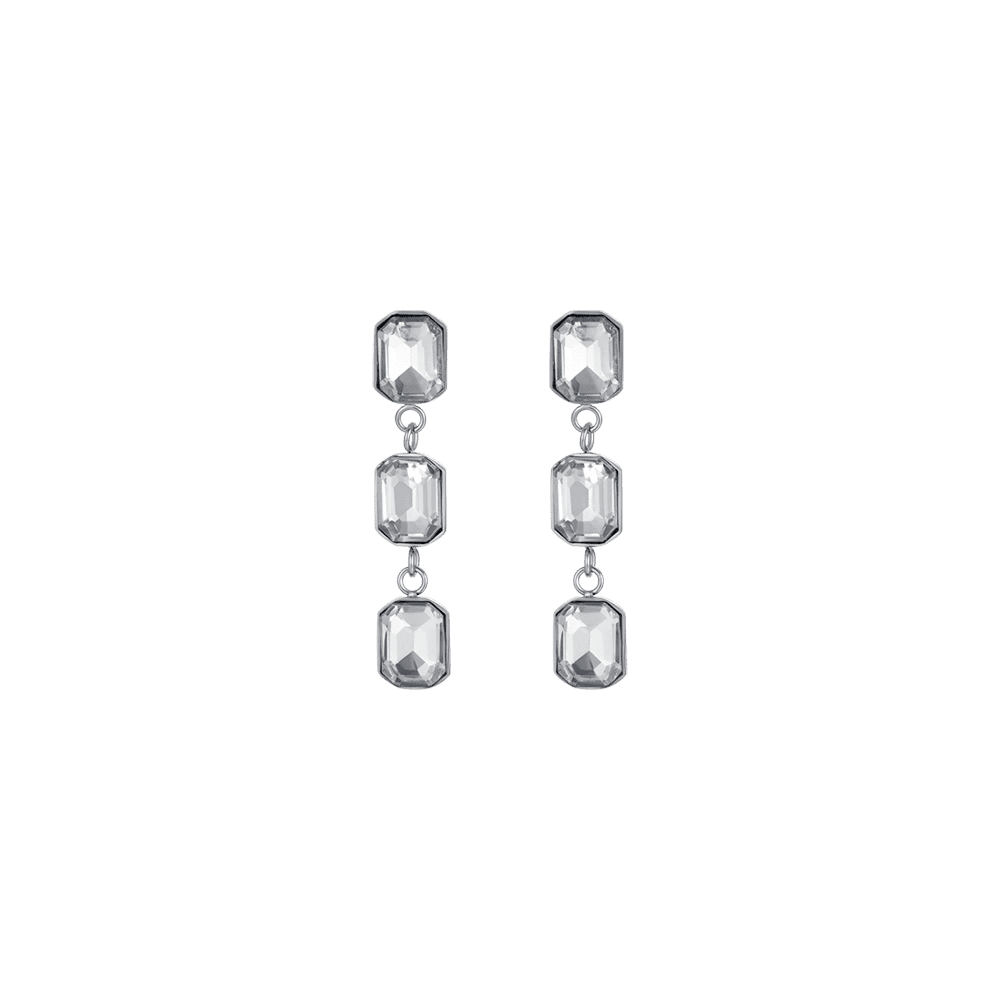 WOMEN'S STEEL EARRINGS WITH WHITE CRYSTALS