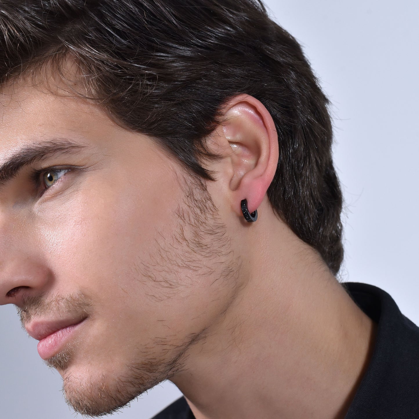 MONO MEN'S EARRING IN BLACK IP STEEL WITH BLACK CRYSTALS Luca Barra